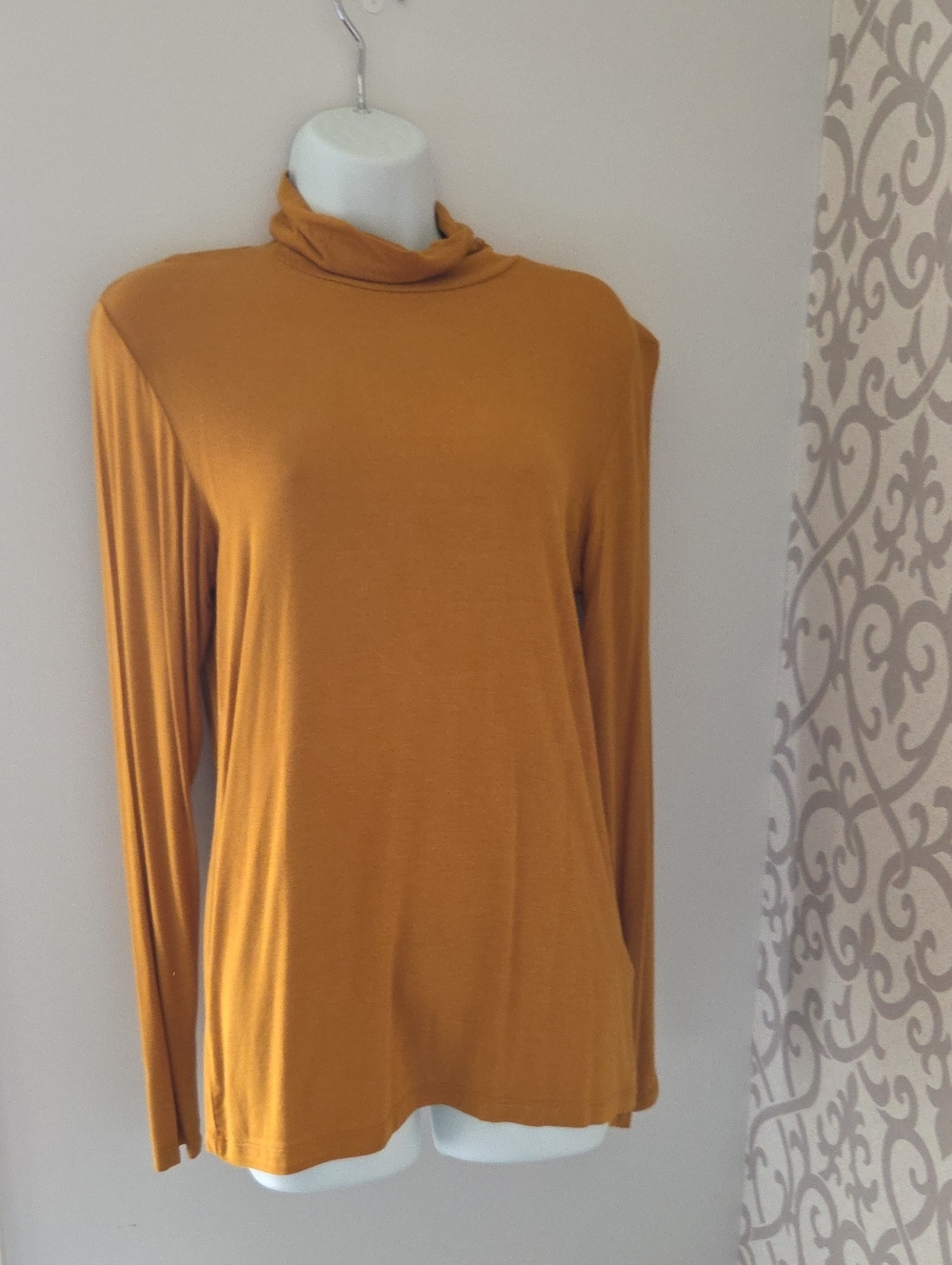 Women’s Long Sleeve Mock Neck Top - Mustard